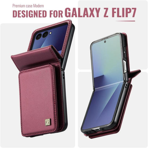 AutSpace A02 Double Magnetic Buckle RFID Card Bag Phone Case, For Galaxy Z Flip8 5G, For Galaxy Z Flip7 5G, For Galaxy Z Fold6 5G, For Galaxy Z Fold5 5G