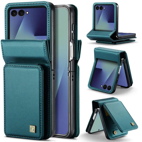 AutSpace A02 Double Magnetic Buckle RFID Card Bag Phone Case, For Galaxy Z Flip8 5G, For Galaxy Z Flip7 5G, For Galaxy Z Fold6 5G, For Galaxy Z Fold5 5G