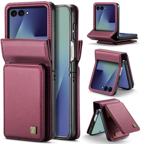 AutSpace A02 Double Magnetic Buckle RFID Card Bag Phone Case, For Galaxy Z Flip8 5G, For Galaxy Z Flip7 5G, For Galaxy Z Fold6 5G, For Galaxy Z Fold5 5G