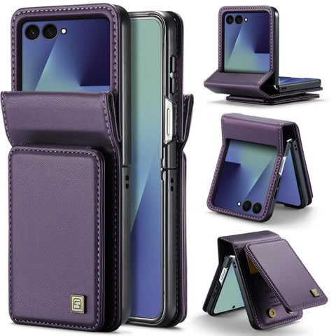 AutSpace A02 Double Magnetic Buckle RFID Card Bag Phone Case, For Galaxy Z Flip8 5G, For Galaxy Z Flip7 5G, For Galaxy Z Fold6 5G, For Galaxy Z Fold5 5G