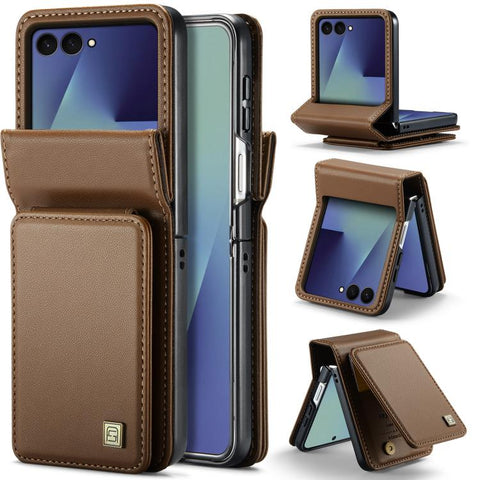 AutSpace A02 Double Magnetic Buckle RFID Card Bag Phone Case, For Galaxy Z Flip8 5G, For Galaxy Z Flip7 5G, For Galaxy Z Fold6 5G, For Galaxy Z Fold5 5G