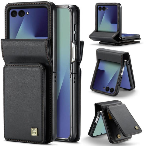 AutSpace A02 Double Magnetic Buckle RFID Card Bag Phone Case, For Galaxy Z Flip8 5G, For Galaxy Z Flip7 5G, For Galaxy Z Fold6 5G, For Galaxy Z Fold5 5G