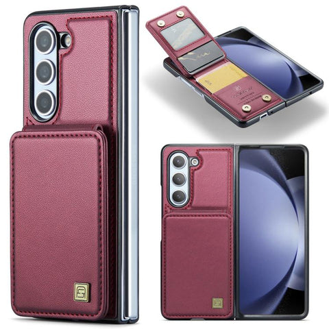 AutSpace A02 Double Magnetic Buckle RFID Card Bag Phone Case, For Galaxy Z Flip8 5G, For Galaxy Z Flip7 5G, For Galaxy Z Fold6 5G, For Galaxy Z Fold5 5G