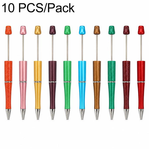 10 PCS/Set Creative DIY UV Electroplating Beaded Design Pen Bullet-tip Pen