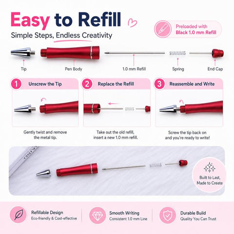 10 PCS/Set Creative DIY UV Electroplating Beaded Design Pen Bullet-tip Pen
