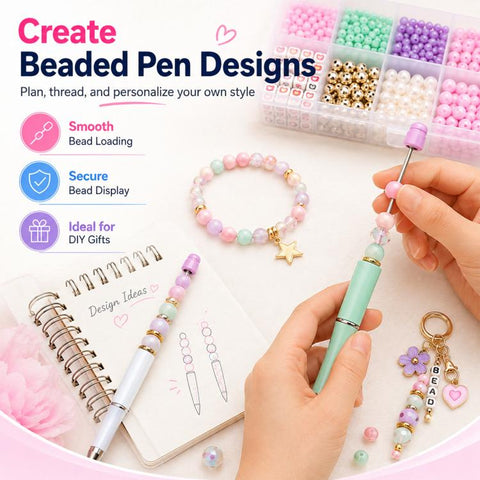 10 PCS/Set Creative DIY UV Electroplating Beaded Design Pen Bullet-tip Pen