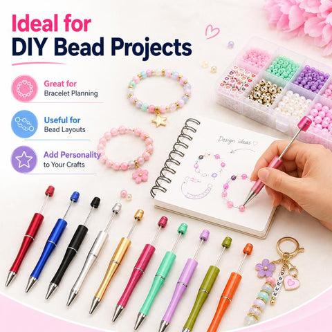 10 PCS/Set Creative DIY UV Electroplating Beaded Design Pen Bullet-tip Pen