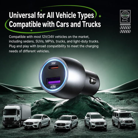 WK WP-C66 K-Captain Glowray 70W USB, Type-C Fast Car Charger, WP-C66