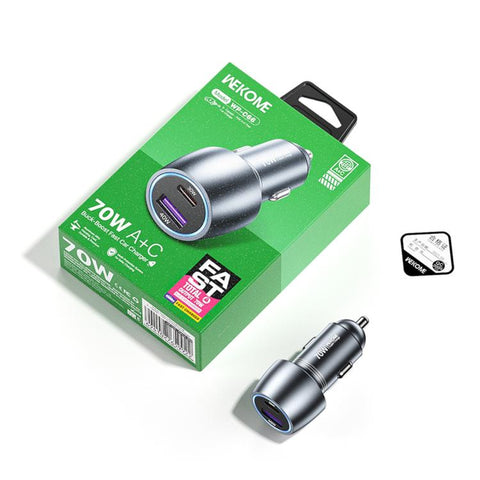 WK WP-C66 K-Captain Glowray 70W USB, Type-C Fast Car Charger, WP-C66
