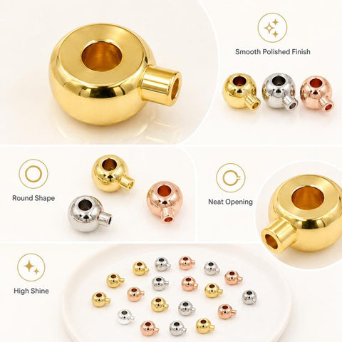 20 PCS/Pack Gold-Filled Copper Spacer Beads End Connectors for DIY Jewelry, Deluxe 2.5mm Hole 1mm, Deluxe 3.2mm Hole 1.2mm, Regular 3.2mm Hole 1.2mm