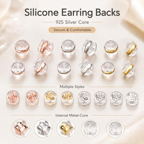 100 PCS/Pack Silicone Bullet Earring Backs Locking Safety Hamburger Earnuts