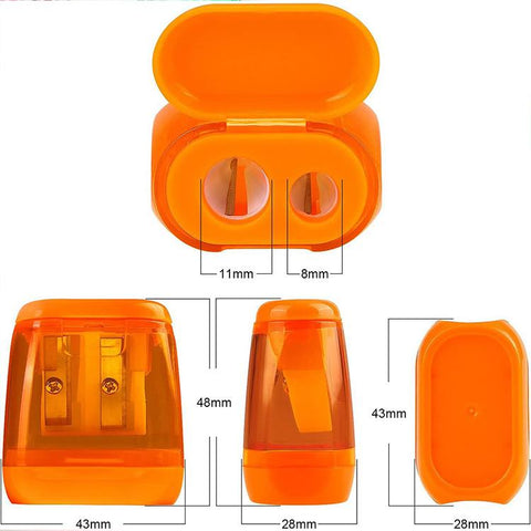 5 PCS/Pack Transparent Plastic Cap Double-hole Pencil Sharpener