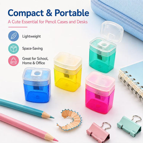 4 PCS/Pack Plastic Manual Single-hole Pencil Sharpener with Cap