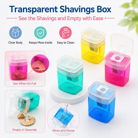 4 PCS/Pack Plastic Manual Single-hole Pencil Sharpener with Cap