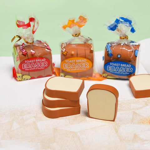 5 PCS/Pack Cute Cartoon Toast Bread Eraser