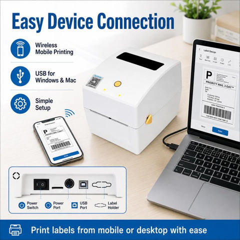 Xprinter XP-429B 4 inch Desktop Thermal Barcode Label Printer with Bluetooth and USB 2.0 Port