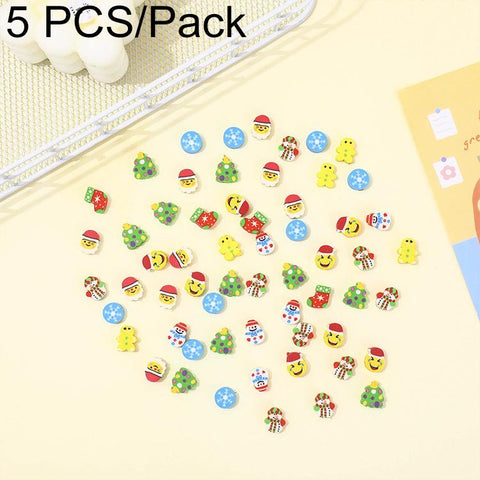 5 PCS/Pack Christmas Creative Cartoon Eraser, Mini, Large
