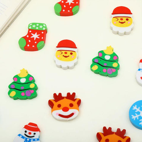 5 PCS/Pack Christmas Creative Cartoon Eraser, Mini, Large