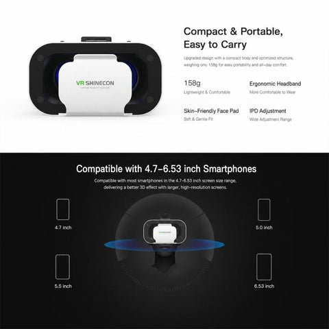 VR SHINECON G05A VR Glasses for 4.7-6.5 inch Phone, G05A Host, G05A+B03, G05A+Y1 White, G05A+Y1 Black