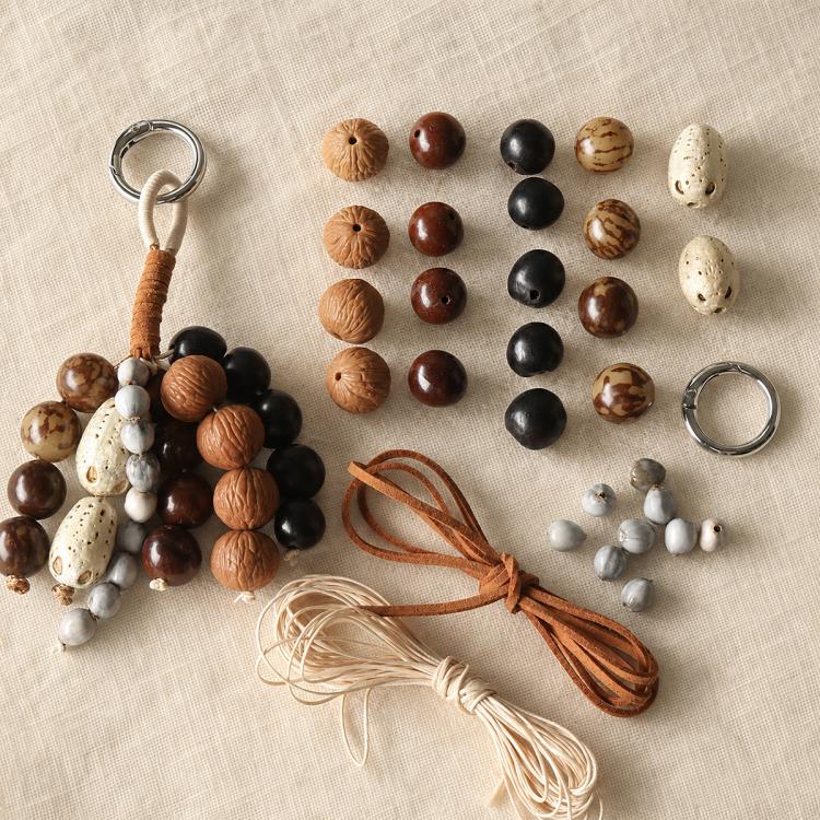 Natural 18-Seed Bodhi Loose Beads for DIY Bracelets Accessories, Small Bead Strand Set, Duck Tendon Vine Set, Full Strand Beads Set