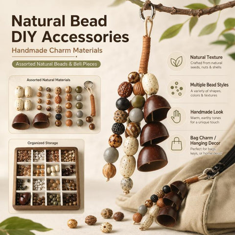 Natural 18-Seed Bodhi Loose Beads for DIY Bracelets Accessories, Small Bead Strand Set, Duck Tendon Vine Set, Full Strand Beads Set