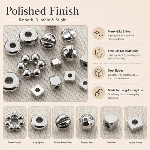 Tarnish-Resistant Titanium Steel Spacers and Beads DIY Accessories for Phone Straps