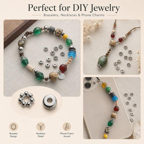 Tarnish-Resistant Titanium Steel Spacers and Beads DIY Accessories for Phone Straps