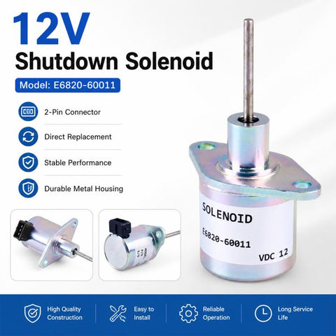 For Kioti Tractor CK25 CK27 CK3 Solenoid Valve Engine Shutdown Valve E6820-60011, For Kioti Tractor
