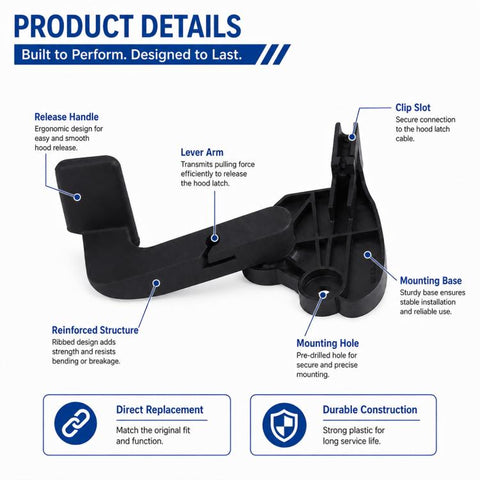 For Audi A4 B6/B7 2001–2008 Car Hood Release Handle 8E1823533B, 8E1823533B01C, Left-Hand Drive