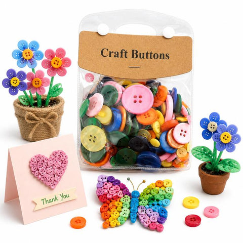 175g/Pack Mixed Sizes Colorful Round Resin Buttons DIY Craft Kit, 250-400 Pieces/Pack
