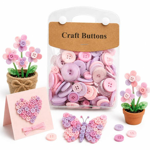 175g/Pack Mixed Sizes Colorful Round Resin Buttons DIY Craft Kit, 250-400 Pieces/Pack