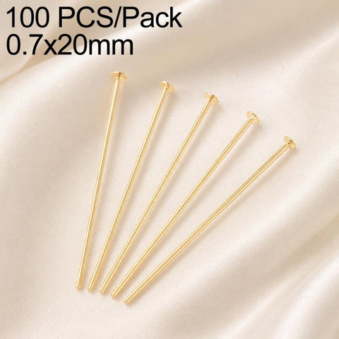 100 PCS/Pack Gold Plated Brass Bead Head Pins for DIY Charm Earrings Jewelry Making, 0.7x20mm, 0.7x24mm, 0.7x28mm, 0.7x30mm