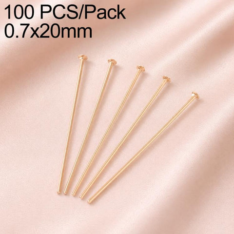 100 PCS/Pack Gold Plated Brass Bead Head Pins for DIY Charm Earrings Jewelry Making, 0.7x20mm, 0.7x24mm, 0.7x28mm, 0.7x30mm