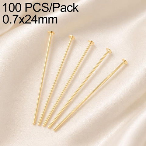 100 PCS/Pack Gold Plated Brass Bead Head Pins for DIY Charm Earrings Jewelry Making, 0.7x20mm, 0.7x24mm, 0.7x28mm, 0.7x30mm
