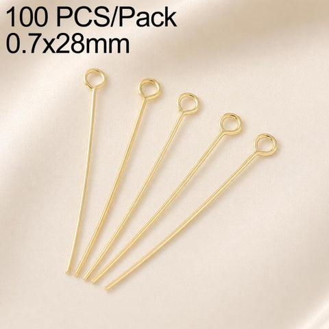 100 PCS/Pack Gold Plated Brass Bead Head Pins for DIY Charm Earrings Jewelry Making, 0.7x20mm, 0.7x24mm, 0.7x28mm, 0.7x30mm
