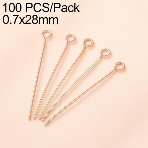 100 PCS/Pack Gold Plated Brass Bead Head Pins for DIY Charm Earrings Jewelry Making, 0.7x20mm, 0.7x24mm, 0.7x28mm, 0.7x30mm