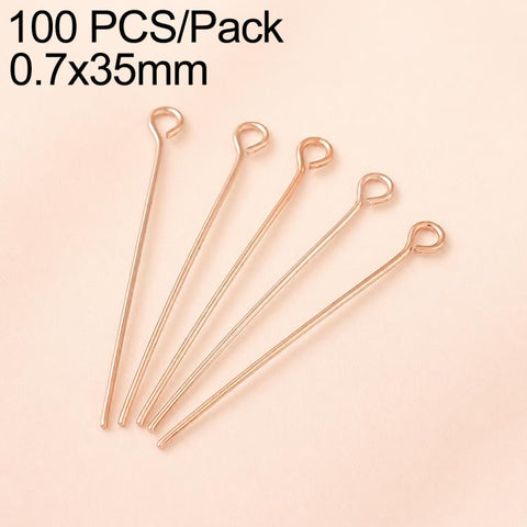 100 PCS/Pack Gold Plated Brass Bead Head Pins for DIY Charm Earrings Jewelry Making, 0.7x32mm, 0.7x35mm, 0.7x40mm, 0.7x50mm