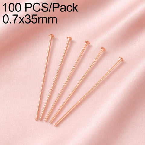 100 PCS/Pack Gold Plated Brass Bead Head Pins for DIY Charm Earrings Jewelry Making, 0.7x32mm, 0.7x35mm, 0.7x40mm, 0.7x50mm