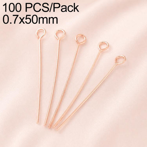 100 PCS/Pack Gold Plated Brass Bead Head Pins for DIY Charm Earrings Jewelry Making, 0.7x32mm, 0.7x35mm, 0.7x40mm, 0.7x50mm