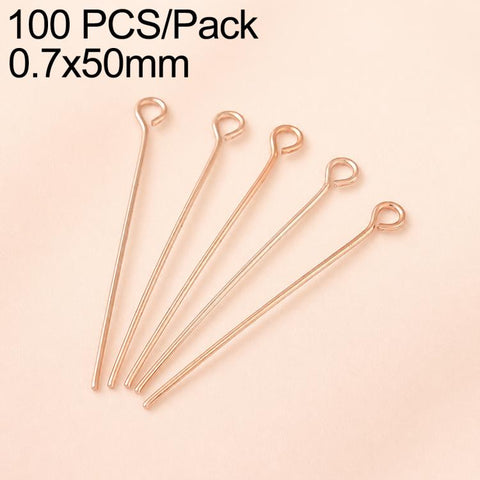 100 PCS/Pack Gold Plated Brass Bead Head Pins for DIY Charm Earrings Jewelry Making, 0.7x32mm, 0.7x35mm, 0.7x40mm, 0.7x50mm