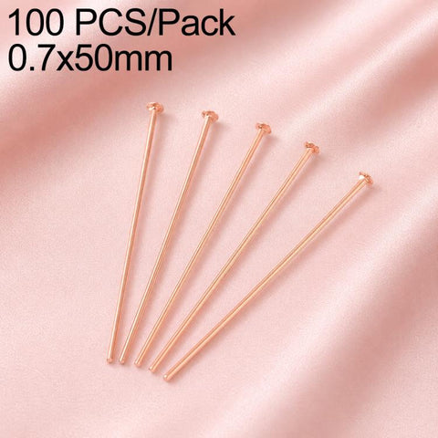 100 PCS/Pack Gold Plated Brass Bead Head Pins for DIY Charm Earrings Jewelry Making, 0.7x32mm, 0.7x35mm, 0.7x40mm, 0.7x50mm