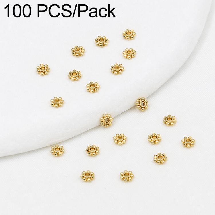 100 PCS/Pack Gold Filled Snowflake Bead Caps Spacers for DIY Jewelry Making, Gear Snowflake 4mm, Gear Snowflake 5mm, Gear Snowflake 6mm