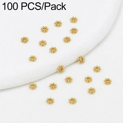 100 PCS/Pack Gold Filled Snowflake Bead Caps Spacers for DIY Jewelry Making, Gear Snowflake 4mm, Gear Snowflake 5mm, Gear Snowflake 6mm