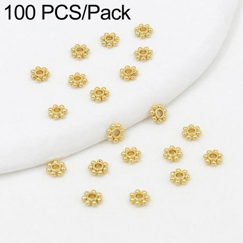 100 PCS/Pack Gold Filled Snowflake Bead Caps Spacers for DIY Jewelry Making, Gear Snowflake 4mm, Gear Snowflake 5mm, Gear Snowflake 6mm