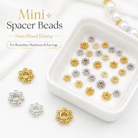 100 PCS/Pack Gold Filled Snowflake Bead Caps Spacers for DIY Jewelry Making, Gear Snowflake 4mm, Gear Snowflake 5mm, Gear Snowflake 6mm