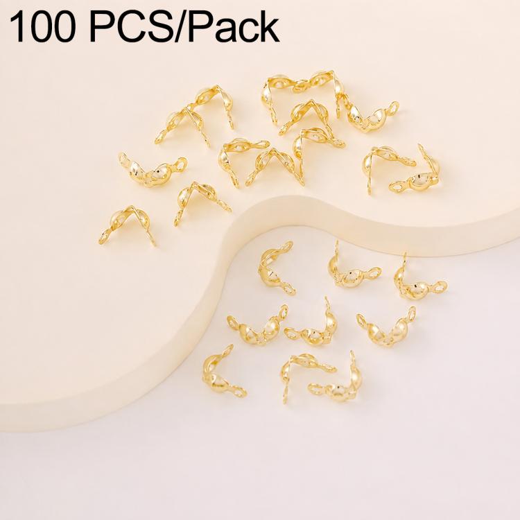 100 PCS/Pack Copper Dual-Loop Crimp Cover Knots Beads Caps Tassel Closure for DIY Jewelry Making, Dual-Loop Buckle 3.2mm, Dual-Loop Buckle 3.6mm, Dual-Loop Buckle 4mm