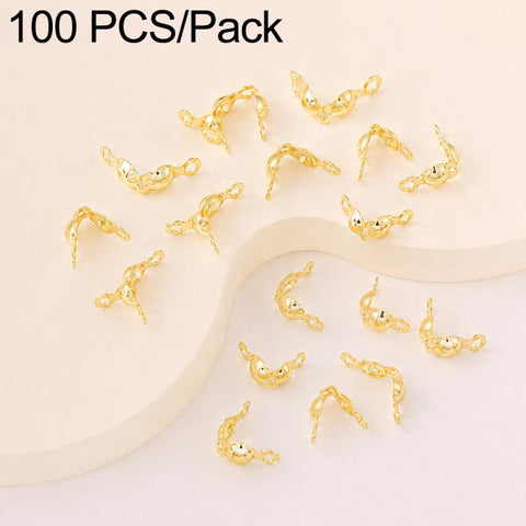 100 PCS/Pack Copper Dual-Loop Crimp Cover Knots Beads Caps Tassel Closure for DIY Jewelry Making, Dual-Loop Buckle 3.2mm, Dual-Loop Buckle 3.6mm, Dual-Loop Buckle 4mm