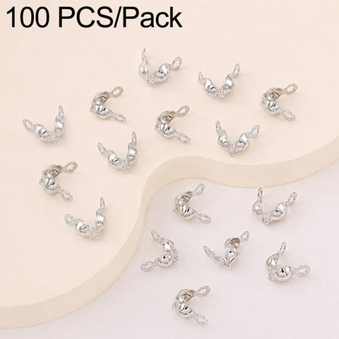 100 PCS/Pack Copper Dual-Loop Crimp Cover Knots Beads Caps Tassel Closure for DIY Jewelry Making, Dual-Loop Buckle 3.2mm, Dual-Loop Buckle 3.6mm, Dual-Loop Buckle 4mm