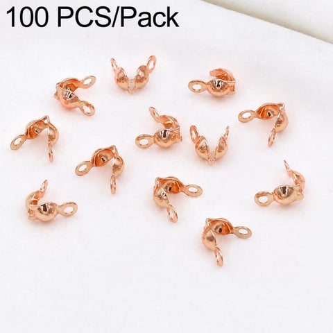 100 PCS/Pack Copper Dual-Loop Crimp Cover Knots Beads Caps Tassel Closure for DIY Jewelry Making, Dual-Loop Buckle 3.2mm, Dual-Loop Buckle 3.6mm, Dual-Loop Buckle 4mm