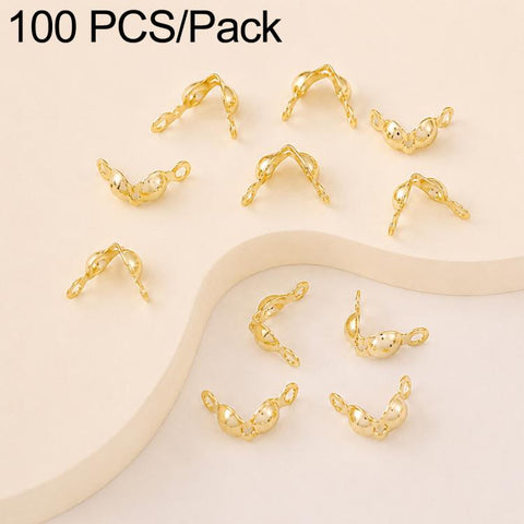 100 PCS/Pack Copper Dual-Loop Crimp Cover Knots Beads Caps Tassel Closure for DIY Jewelry Making, Dual-Loop Buckle 3.2mm, Dual-Loop Buckle 3.6mm, Dual-Loop Buckle 4mm